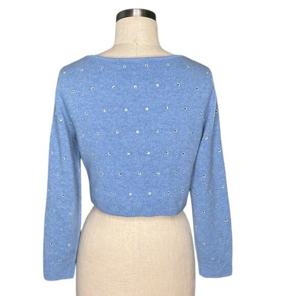 REFORMATION Nathalia Embellished Rhinestone Wool Cropped Cardigan Sweater Size M - Picture 3 of 8